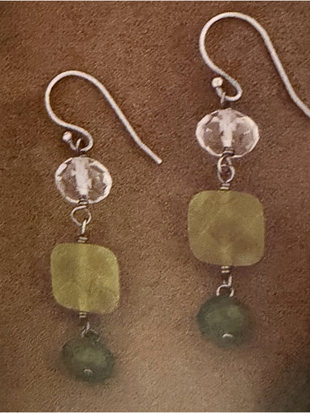 Silpada Sterling Silver Canadian & Olive Jade w/Crystal Bead Drop Earrings - Picture 11 of 11